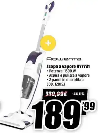 MediaWorld Rowenta Scopa a vapore RY7731 offerta