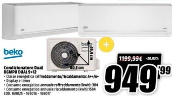 MediaWorld beko Condizionatore Dual BGMP0 Dual 9+12 offerta