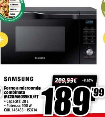 MediaWorld Samsung Forno a microonde combinato MC28M6035KK/ET offerta
