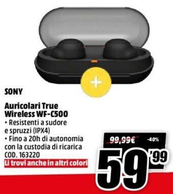 MediaWorld Sony Auricolari True Wireless WF-C500 offerta