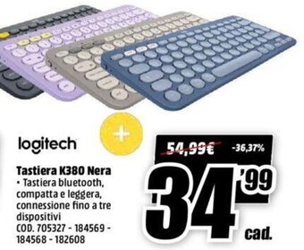 MediaWorld Logitech Tastiera K380 Nera offerta