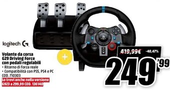 MediaWorld Logitech Volante da corsa G29 Driving Force con pedali regolabili offerta