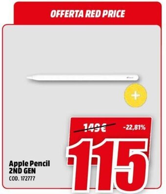 MediaWorld Apple Pencil 2nd Gen offerta