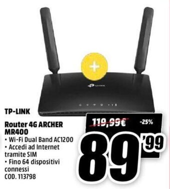 MediaWorld TP-Link Router 4G Archer MR400 offerta