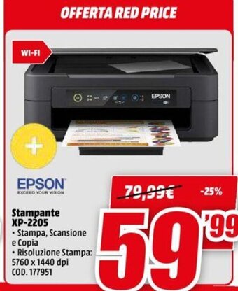 MediaWorld Epson Stampante XP-2205 offerta