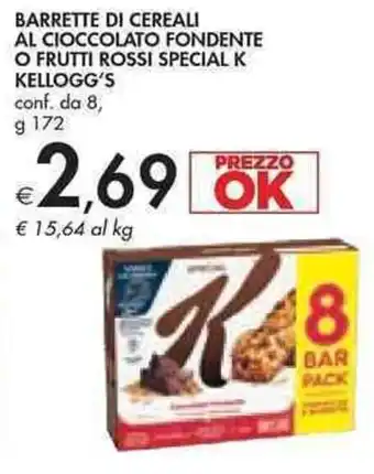 Bennet Kellogg's Special K di Cereali Al Cioccolato Fondente o Frutti Rossi, conf. da 8 172 g offerta