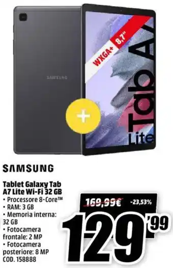 MediaWorld Samsung Tablet Galaxy Tab A7 Lite WiFi 32 GB offerta