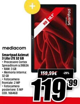 MediaWorld Mediacom Smartpad Azimut 3 Lite LTE 32 GB offerta