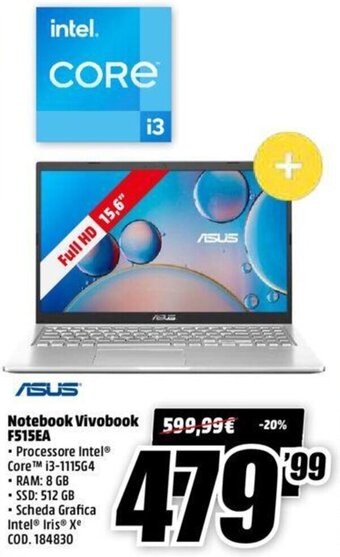 MediaWorld Asus Notebook Vivobook F515EA offerta