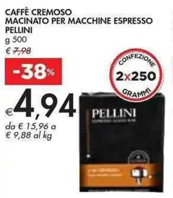 Bennet Pellini Caffè Cremoso Macinato per Macchine Espresso 500 g offerta