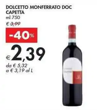 Bennet Capetta Dolcetto Monferrato DOC 750 ml offerta