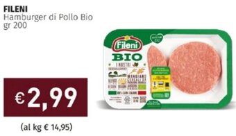 Prezzemolo e Vitale Fileni Hamburger di Pollo Bio 200 gr offerta