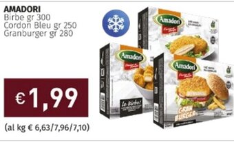 Prezzemolo e Vitale Amadori Birbe gr 300 Cordon Bleu gr 250 Granburger gr 280 offerta