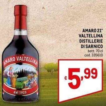 Metro Amaro 21° Valtellina Distillerie Di Sarnico bott. 70 cl offerta