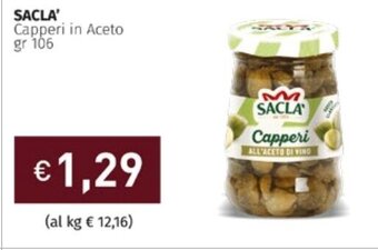 Prezzemolo e Vitale Sacla' Capperi in Aceto 106 gr offerta