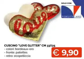 Love Glitter Cuscino cm 33x25