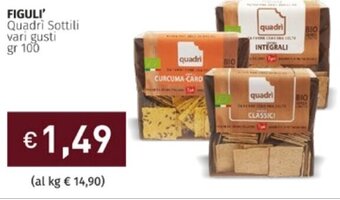 Prezzemolo e Vitale Figuli' Quadrì Sottili vari gusti 100 gr offerta
