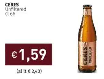 Prezzemolo e Vitale Ceres Unfiltered 66 cl offerta