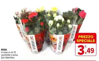 Iperal San Valentino Rosa in vaso Ø sacchetto a tema offerta
