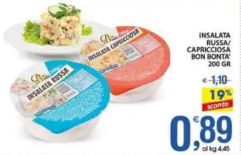 Qui Discount Bon Bonta' Insalata Russa/Capricciosa 200 gr offerta