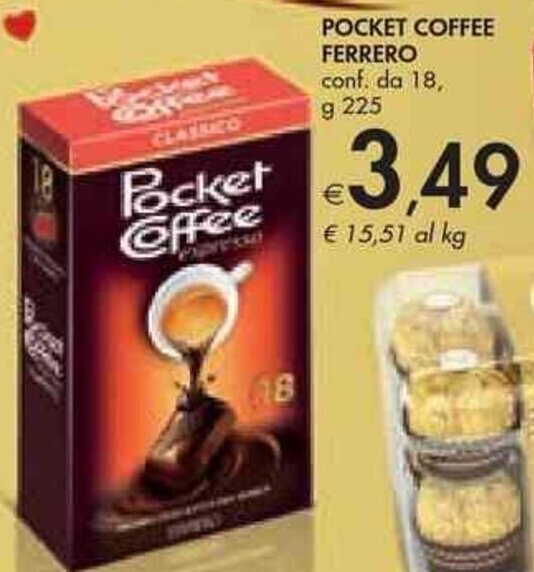 Ferrero Pocket Coffee 18 pz, 225 g offerta di