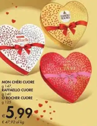 Bennet Ferrero Rocher Mon Chéri Cuore 147 g, Raffaello Cuore 140 g o Rocher Cuore 125 g offerta