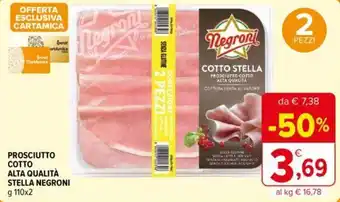 Iperal Negroni Prosciutto Cotto alta qualità Stella g 110 x 2 g 110 offerta
