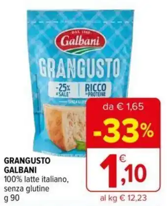 Iperal Galbani Grangusto 100% Latte italiano,senza glutine 90 g offerta