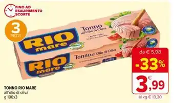 Iperal Rio Mare Tonno all'Olio di Oliva g 100 x 3 offerta