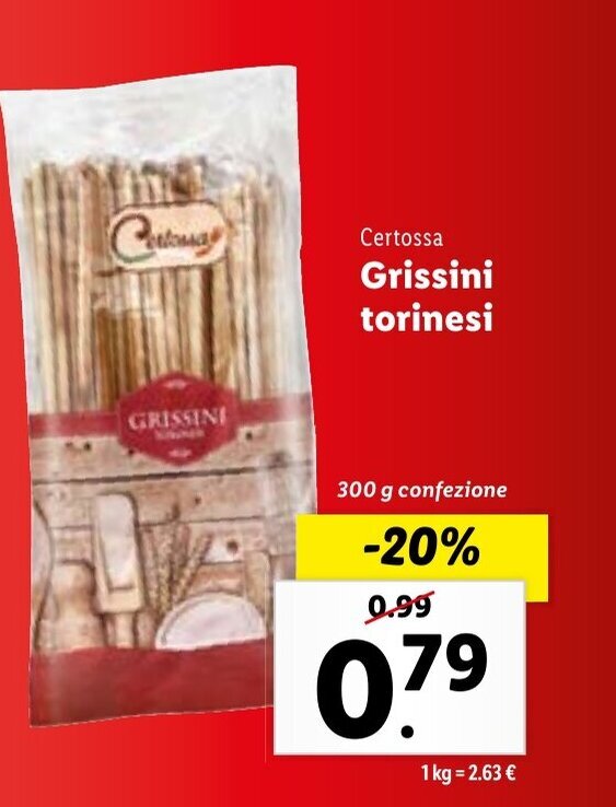 Certossa Grissini torinesi 300 g offerta di Lidl