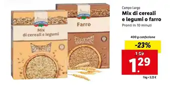 Lidl Campo Largo Mix di cereali e legumi o farro 400 g offerta