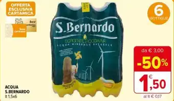 Iperal S.Bernardo Acqua lt 1,5 x 6 offerta