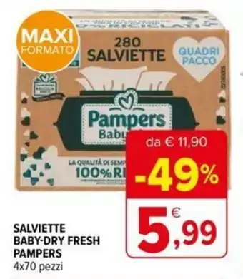 Iperal Pampers Salviette Baby Dry Fresh 4 x 70 pezzi offerta
