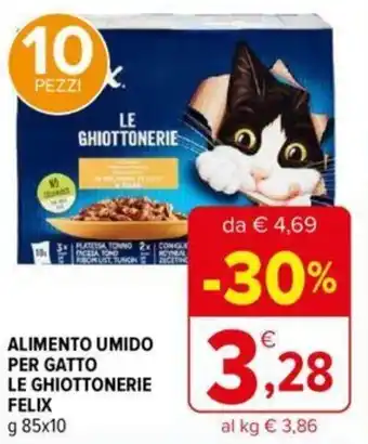 Iperal Felix Alimento Umido Per Gatto Le Ghiottonerie g 85 x 10 offerta