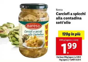 Lidl Baresa Carciofi a spicchi alla contadina sott'olio 330 g offerta