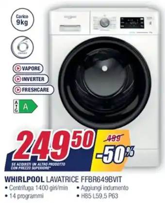 Trony Whirlpool Lavatrice FFBR649BVIT offerta