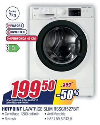 Trony Hotpoint Lavatrice Slim RSSGR527BIT offerta