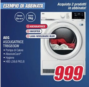 Trony AEG Asciugatrice TR8G83GW offerta