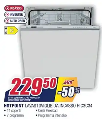 Trony Hotpoint Lavastoviglie Da Incasso HIC3C34 offerta