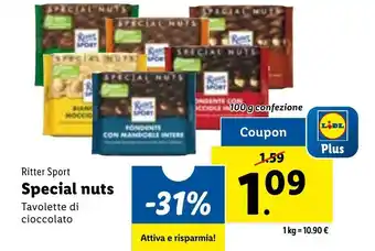 Lidl Ritter Sport Special nuts 100 g offerta