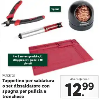 Lidl Parkside Tappetino per saldatura o set dissaldatore con spugna per pulizia e tronchese offerta