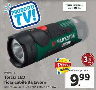 Lidl Parkside Torcia LED ricaricabile da lavoro offerta
