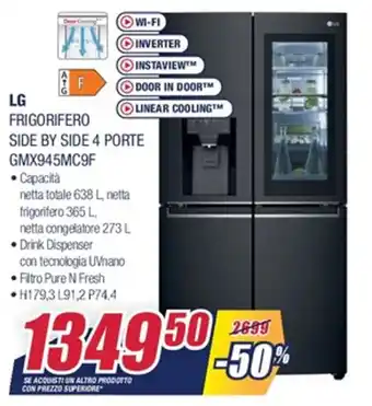 Trony LG Frigorifero Side by Side 4 Porte GMX945MC9F offerta