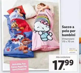Sacco a pelo per bambini 170 x 70 cm