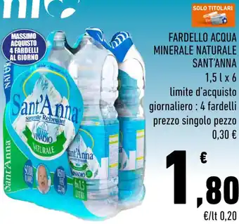 Conad Sant'Anna Fardello Acqua Minerale Naturale 1,5 l x 6 offerta