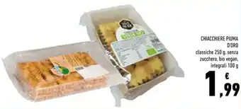 Conad D'Oro Chiacchiere Piuma Classiche 250 g, Senza Zucchero Bio Vegan Integrale 100 g offerta