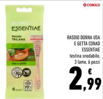 Conad Conad Essentiae Rasoio Donna Usa E Getta Testina Snodabile 3 Lame 6 Pezzi offerta