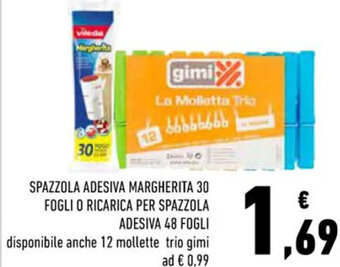 Conad Spazzola Adesiva Margherita 30 Fogli o Ricarica Per Spazzola Adesiva 48 Fogli Disponibile Anche 12 Mollette Trio Gimi offerta