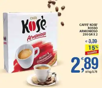 Qui Discount Caffe' Kose' Rosso Armonioso 250 gr x 2 offerta