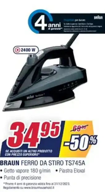 Trony Braun Ferro Vapore TS745A offerta
